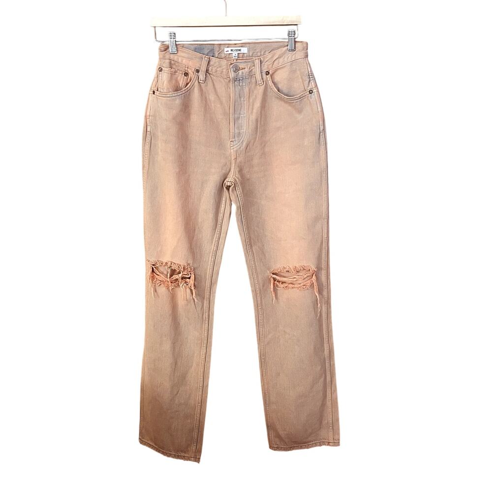 RE/DONE 90s Destroyed Straight Leg Loose Fit Jeans Natural Sedona Size 26 NWT - Picture 3 of 10